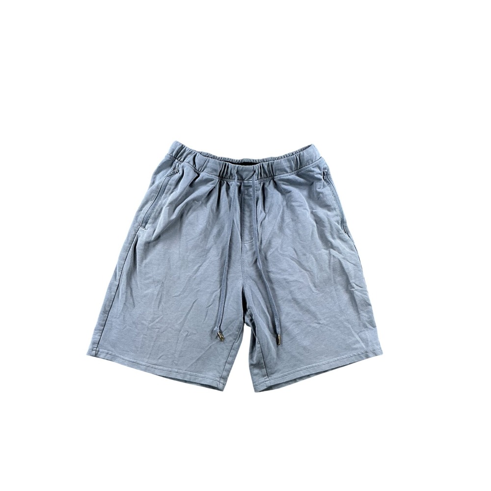 Eddie Bauer Mens Blue Gray Knit Sweat Shorts Zipper Pockets Drawstring Lounge